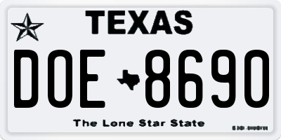 TX license plate DOE8690