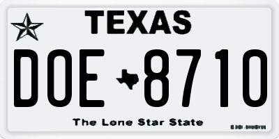 TX license plate DOE8710