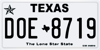 TX license plate DOE8719