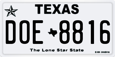 TX license plate DOE8816