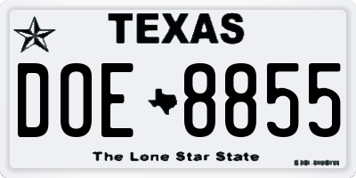 TX license plate DOE8855
