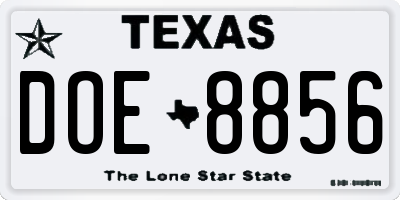 TX license plate DOE8856