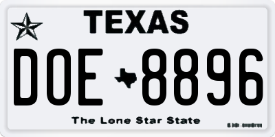 TX license plate DOE8896