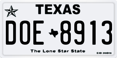 TX license plate DOE8913
