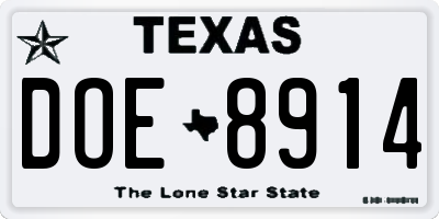TX license plate DOE8914