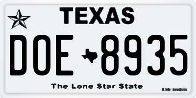 TX license plate DOE8935