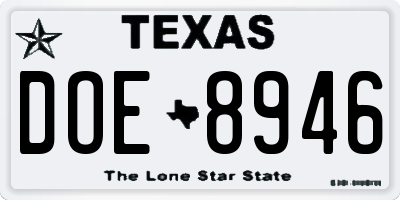 TX license plate DOE8946