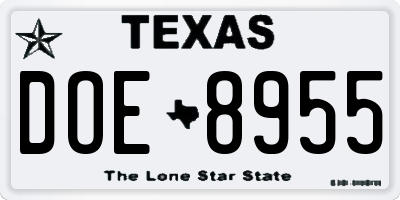 TX license plate DOE8955