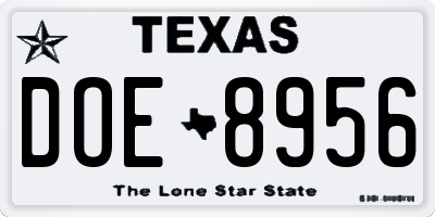 TX license plate DOE8956