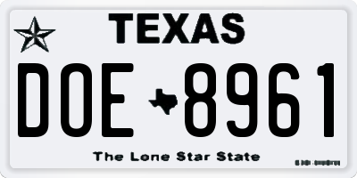 TX license plate DOE8961