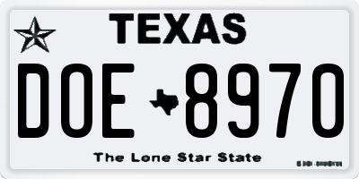 TX license plate DOE8970