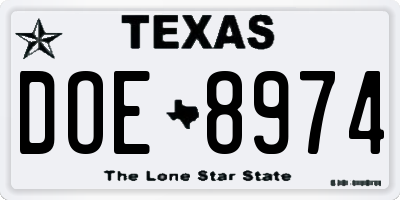 TX license plate DOE8974