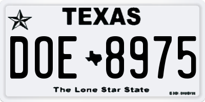 TX license plate DOE8975