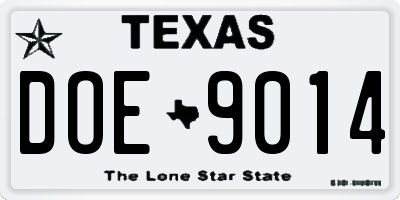 TX license plate DOE9014