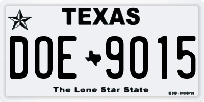 TX license plate DOE9015