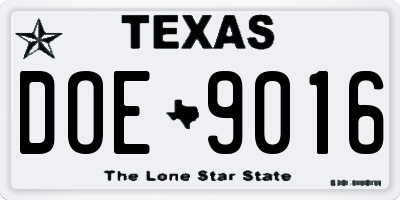 TX license plate DOE9016