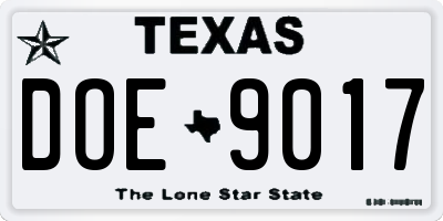 TX license plate DOE9017