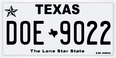 TX license plate DOE9022