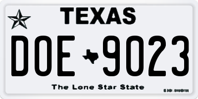 TX license plate DOE9023