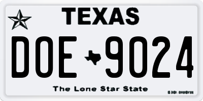 TX license plate DOE9024