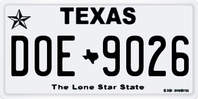 TX license plate DOE9026