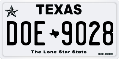 TX license plate DOE9028