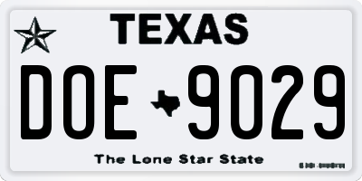 TX license plate DOE9029