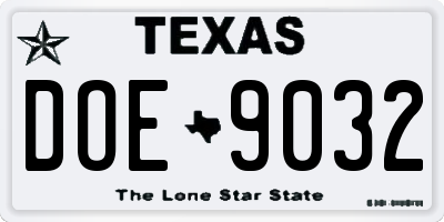 TX license plate DOE9032