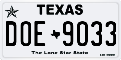 TX license plate DOE9033