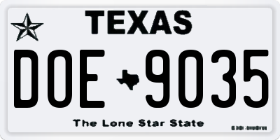 TX license plate DOE9035