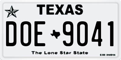 TX license plate DOE9041