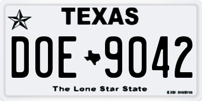 TX license plate DOE9042