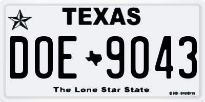 TX license plate DOE9043