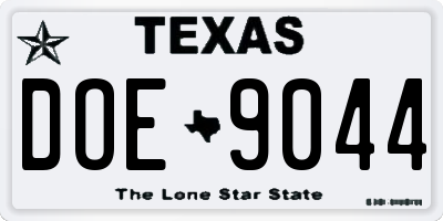 TX license plate DOE9044