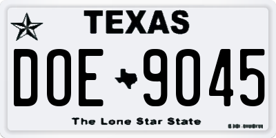 TX license plate DOE9045