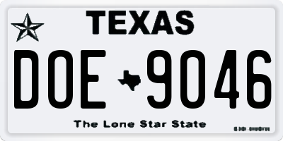TX license plate DOE9046