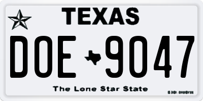 TX license plate DOE9047