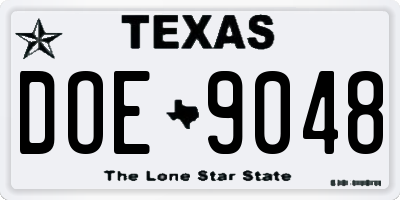 TX license plate DOE9048