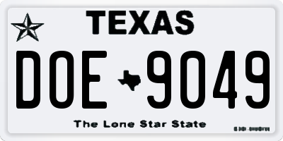 TX license plate DOE9049