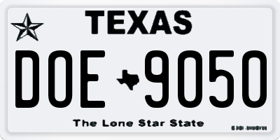 TX license plate DOE9050