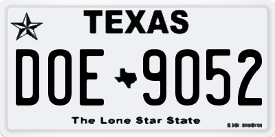 TX license plate DOE9052