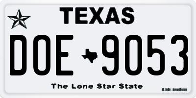 TX license plate DOE9053