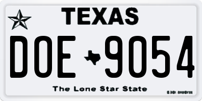 TX license plate DOE9054