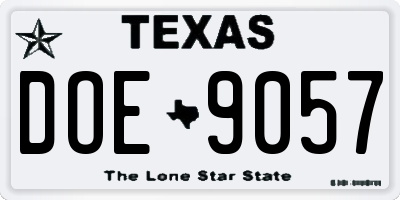 TX license plate DOE9057