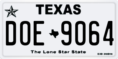 TX license plate DOE9064