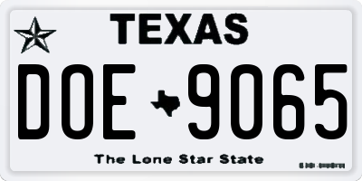 TX license plate DOE9065