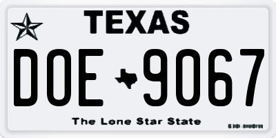 TX license plate DOE9067