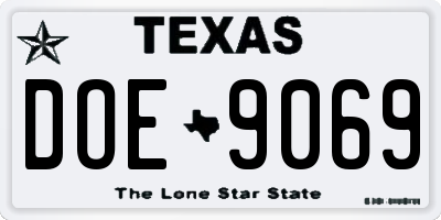 TX license plate DOE9069