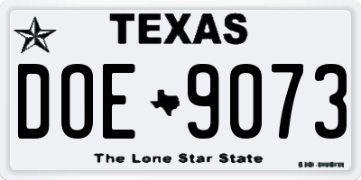TX license plate DOE9073