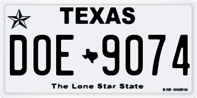 TX license plate DOE9074